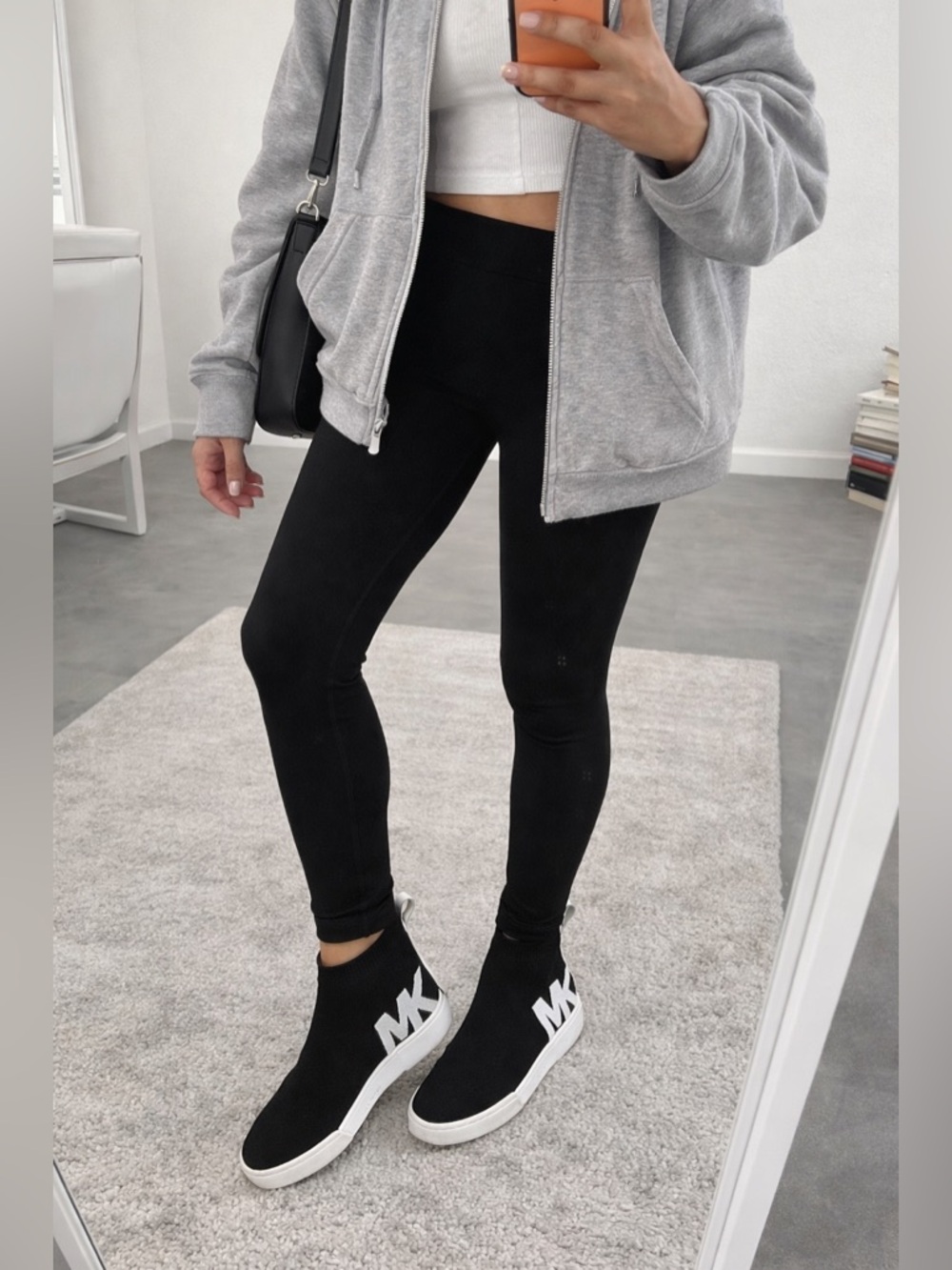 Michael Kors MK Logo Sock Sneakers Black White Slip-On Sneaker Boots